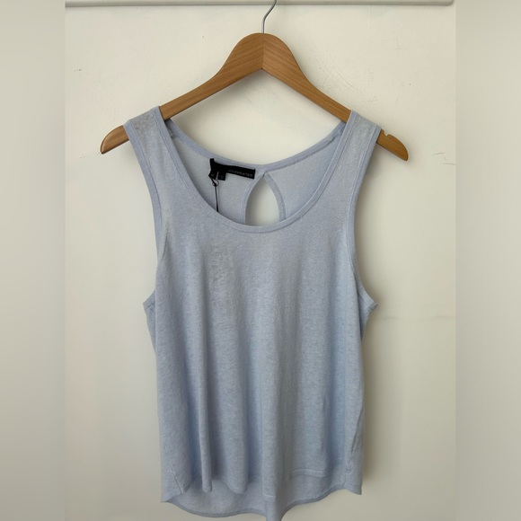 360 Sweater Blue Tank Top with Open Back - Picture 3 of 4